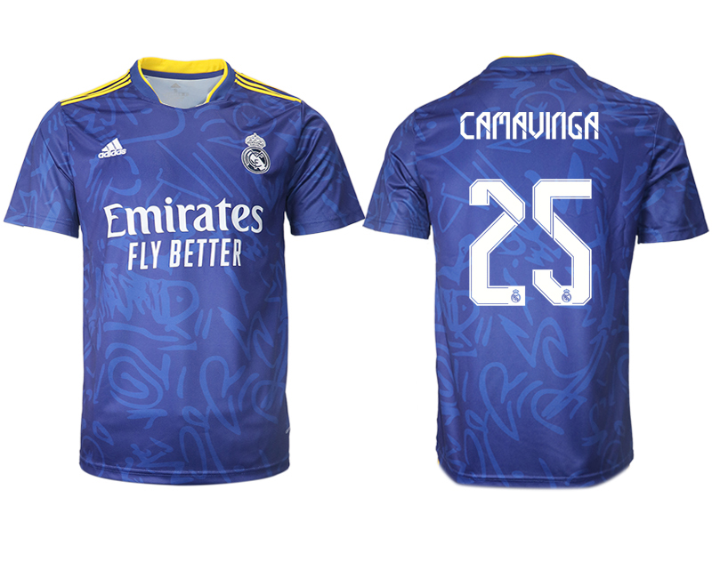 Men 2021-2022 Club Real Madrid away aaa version blue #25 Soccer Jersey